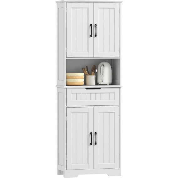 Armoire vaisselier avec quatre portes, compartiment ouvert, tiroir et etag¨¨res reglables
