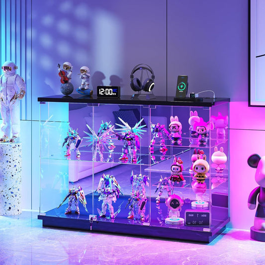 Vitrine intelligente avec station de charge, eclairage RGB et capteur de mouvement pour objets de collection