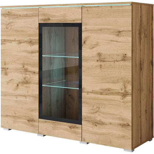 Vitrine compacte avec porte en verre au design contemporain