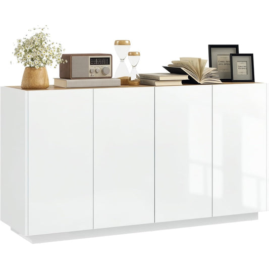 Vaisselier haut avec six rangements de porte, deux tablettes reglables et grande capacite de stockage