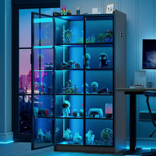 Colonne vitree avec eclairage LED et detection automatique, ideale pour salon ou bureau
